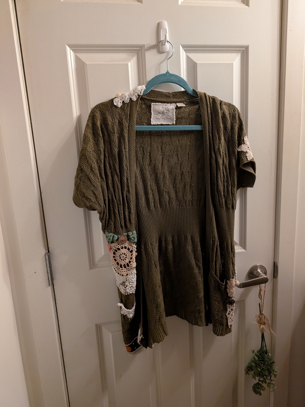Vintage Patchwork Crochet Short Sleeve Cardigan